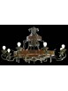 Rustic wrought iron wood chandelier 8 lights BGA 1167