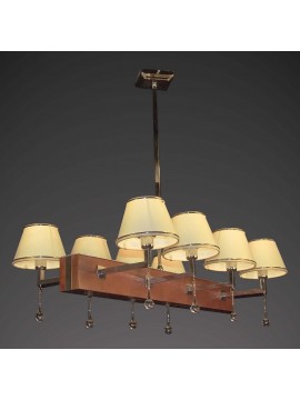 Rustic wood and crystal chandelier 8 lights BGA 1702