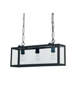 Black matt vintage chandelier with 3 lights Igor glass