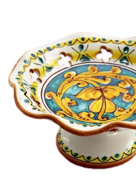 Centrotavola alzata piccola in ceramica siciliana art.5 dec. Gianluca
