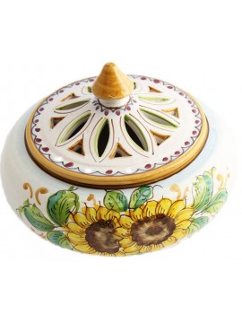 Porta caramelle grande in ceramica siciliana art.1 dec. Girasole