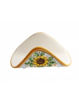 Handkerchief napkin holder in Sicilian ceramic art.10 dec. Sunflower