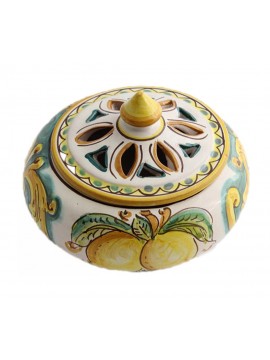 Porta caramelle piccolo in ceramica siciliana art.2 dec. Limoni