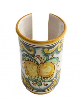 Portabicchieri piccolo in ceramica siciliana art.18 dec. Limoni