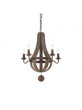 Rustic wooden chandelier 5 lights Millennium
