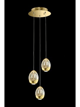 Gold design 14.4w chandelier with Golden Egg illuminated crystals