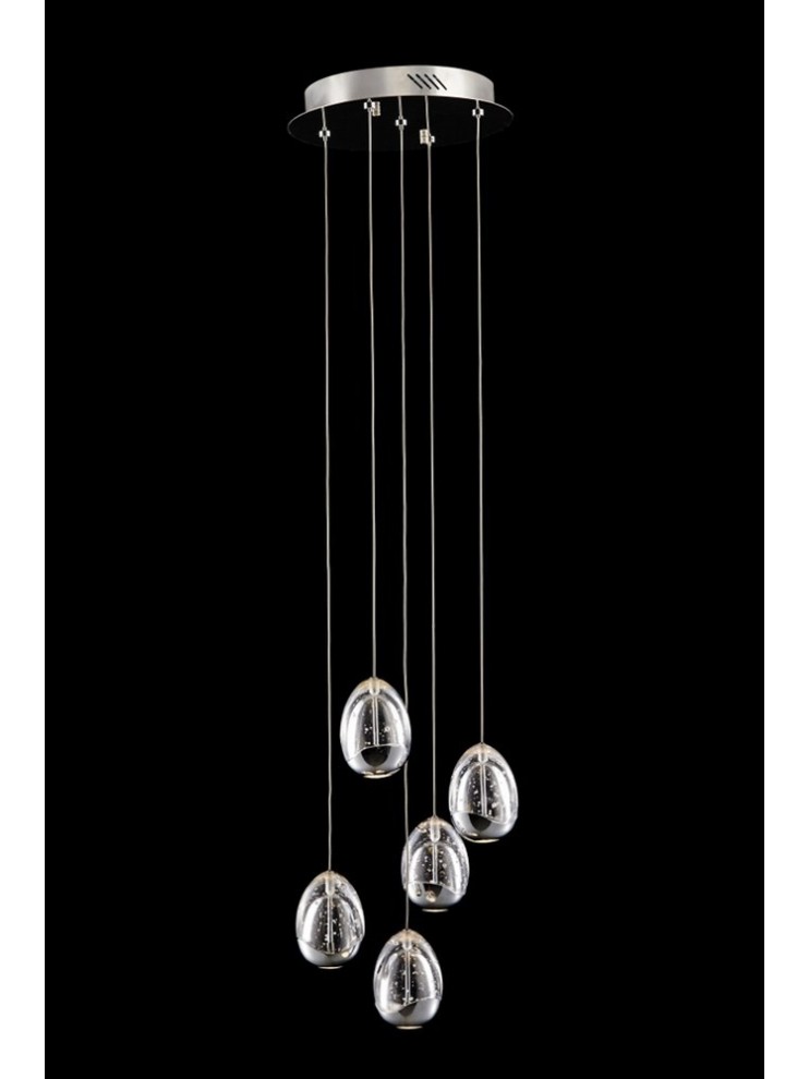 Chromed design 24w led chandelier with Golden Egg illuminated crystals