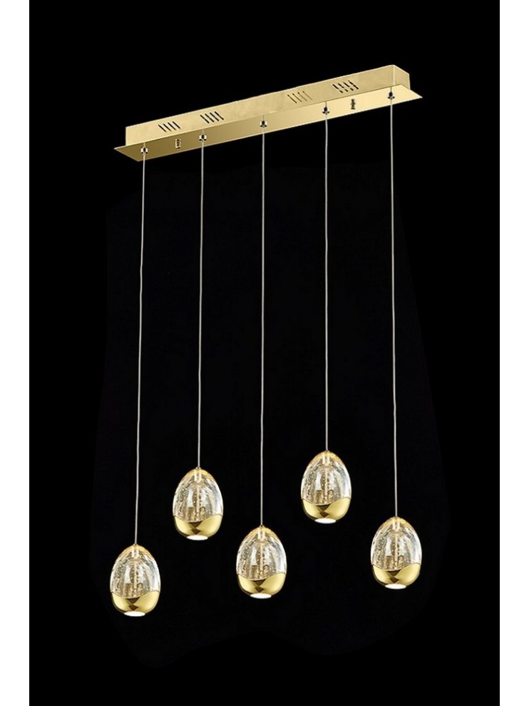 Gold design 24w led chandelier with Golden Egg illuminated crystals