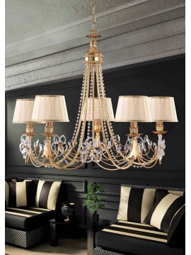 Classic chandelier in wrought iron 5 lights leaf gold LS 149 / 5P