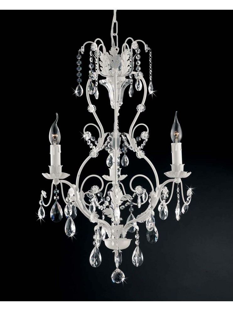 Classic chandelier 3 lights wrought iron white crystal ls 143 / 3b