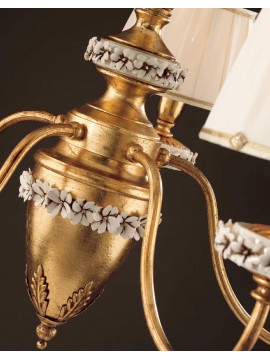 Classic chandelier with wrought iron, gold leaf, 5 lights LS 142/5