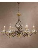 Classic chandelier in wrought iron 6 leaf gold lights LS 141/6