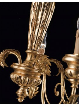 Lampadario classico in legno ferro battuto foglia oro 5 luci LS 144/5