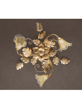 Classic ceiling lamp in wrought iron, Murano gold leaf PL 130/3