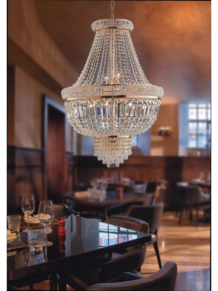 Classic gold chandelier with crystals 9 lights LGT Prague sp9 D.65cm swarovsky