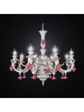 Classic white ceramic chandelier with 8 lights BGA 2509-8 roses