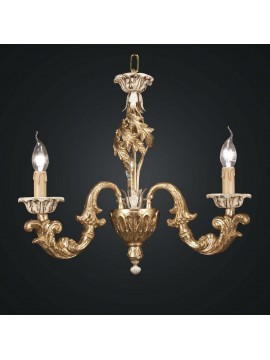 Lampadario classico in legno foglia oro e avorio 3 luci BGA 1810-3