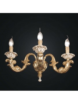 Applique classico in legno foglia oro e avorio 3 luci BGA 1810-a3