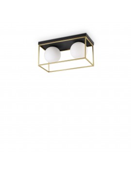 Vintage gold and black ceiling light 2 ideal-lux lights Lingotto pl2