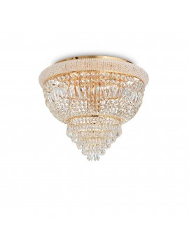 Classic gold ceiling light with 6 lights ideal-lux crystals Dubai pl6 brass