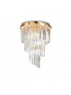 Contemporary ceiling light with 12 ideal crystal lights Carlton pl12 gold