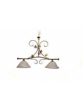 Classic barbell in wrought iron with 2 lights coll. Mary glass