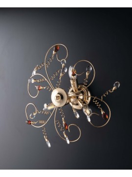 Modern gold ceiling light with 3 lights crystals LGT Jasmin swarovsky design