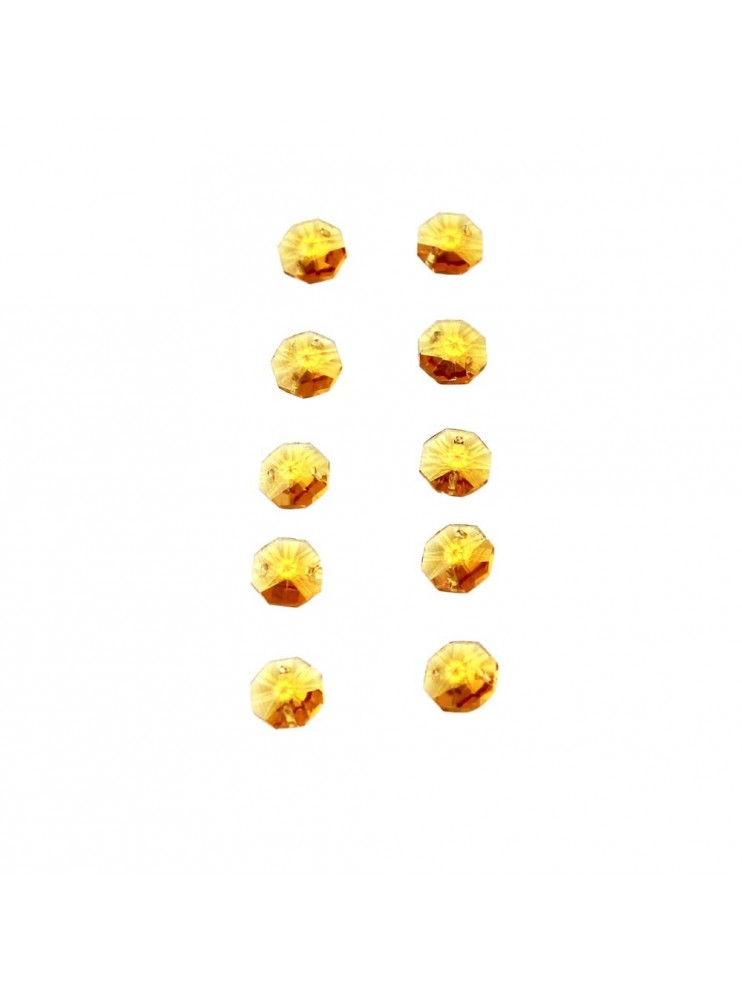 10pc Octagon Yellow Crystal