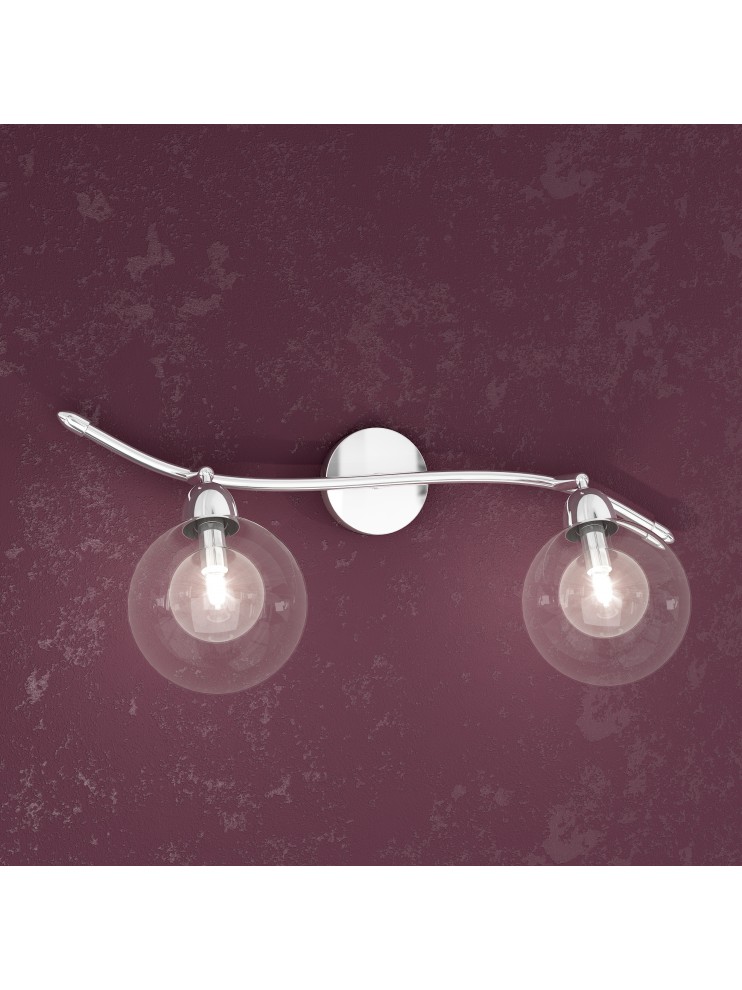 2 lights sconce with glass spheres tpl1098-f2tr