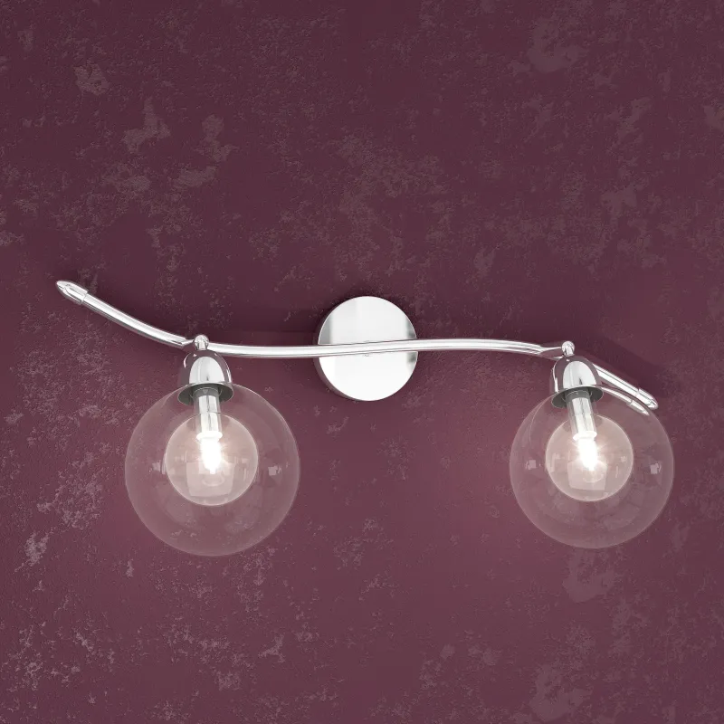 2 lights sconce with glass spheres tpl1098-f2tr