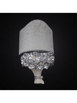 Applique in ceramica 1 luce mazzo di fiori bianco foglia argento BGA 2664/A
