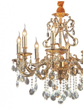 Classic chandelier with 8 lights Gioconda gold crystals