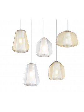 Modern transparent amber chandelier for living room kitchen 5 lights tpl 0899