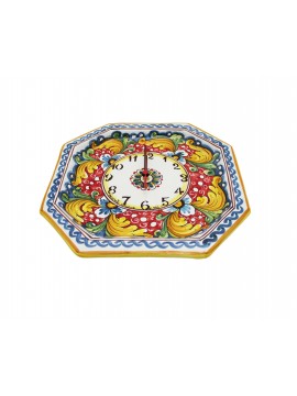 Orologio in ceramica siciliana art.24 dec. Fiore rosso