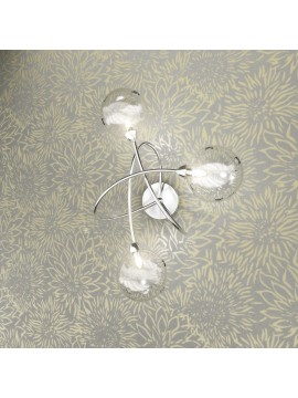 Chrome 3 lights wall lamp with transparent glass tpl 1109-a3