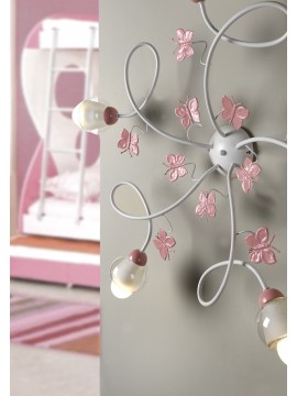 Plafoniera moderna design shabby chic bianco e rosa a 3 luci stf 0084
