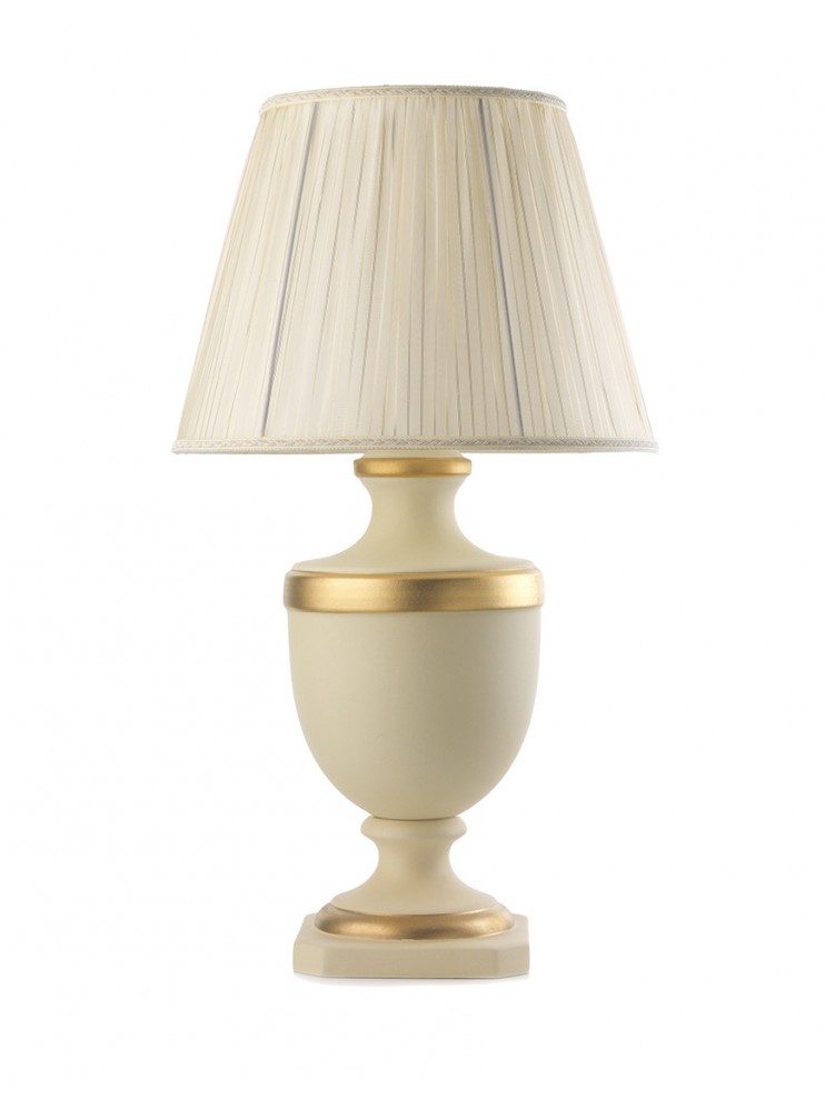 Lume lampada da tavolo classica ceramica avorio e foglia oro stf 0092