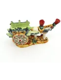 Sicilian cart in Caltagirone ceramic with green decoration