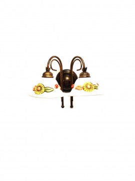 Classic wall lamp in wrought iron and sunflower ceramic 2 lights coll. Terry