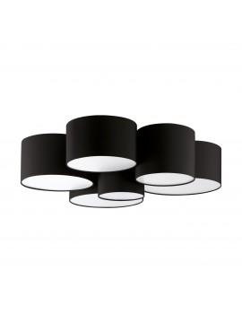 Plafoniera moderna design tessuto nero a 6 luci per soggiorno GL0112