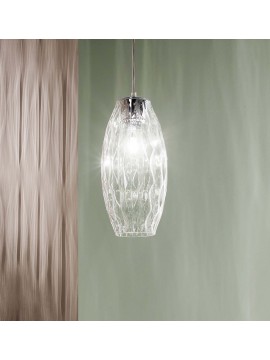 Suspension lamp in transparent blown glass with 1 light DP192