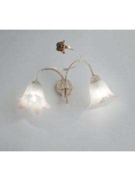 Classic ivory wrought iron wall light with roses in 2 lights DP276