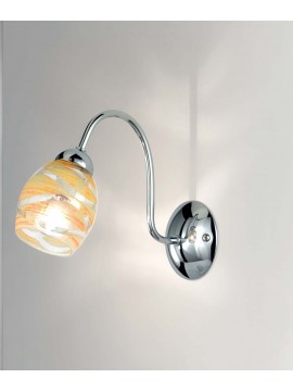 Modern chrome wall light with colored glass in 1 light DP285