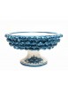 Centrotavola alzata D.25cm in ceramica di Caltagirone mezza pigna decorata a mano blu