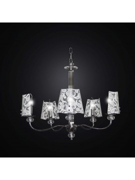Lampadario moderno design cristallo e vetro fusione a 5 luci BGA 2370/5g