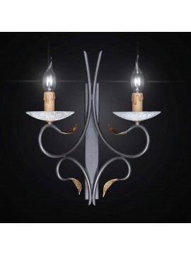 Classic wall light in forged wrought iron with 2 lights BGA 2333/a2