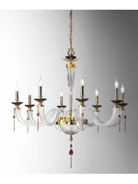 Lampadario classico lusso cristallo a 8 luci luxury m006 oro swarovsky