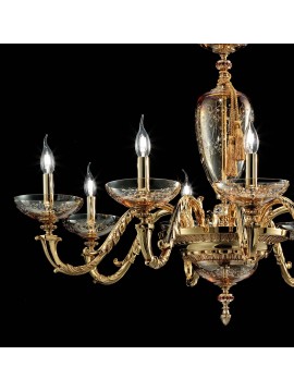 Luxury classic chandelier in 24k gold brass with 8 lights luxury m029 swarovsky