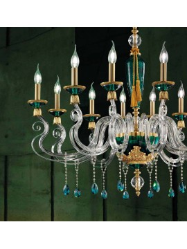 Classic luxury brass and green crystal chandelier with 12 lights luxury m034