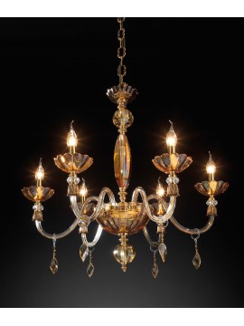 Classic chandelier in luxury amber crystal with 6 lights luxury m048 swarovsky